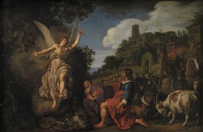 Anioł Rafał żegna się ze starym Tobitem i jego synem Tobiaszem autorstwa Pieter Lastman