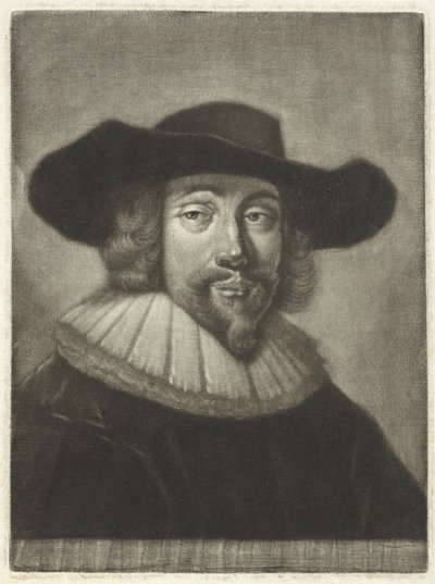Portret mężczyzny w kapeluszu i kołnierzu autorstwa Pieter Louw