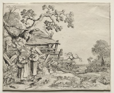 Krajobraz z dwoma rozmawiającymi chłopami, 1626. autorstwa Pieter Molyn
