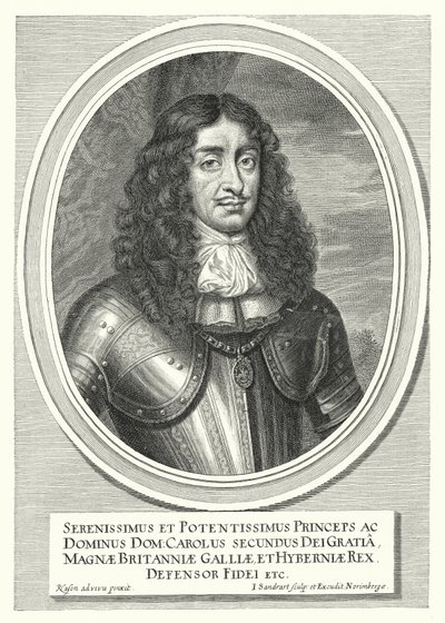 Karol II, król Anglii, Szkocji i Irlandii (grafika) autorstwa Pieter Nason