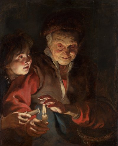 Stara kobieta i chłopiec ze świecami, ok. 1930 r. 1616-1617. autorstwa Pieter Paul Rubens
