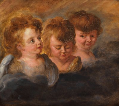 Trzy głowy anioła w chmurach. autorstwa Pieter Paul Rubens