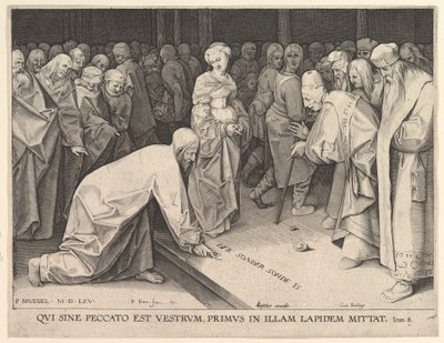 Chrystus i kobieta przyłapana na cudzołóstwie, 1579. autorstwa Pieter Perret