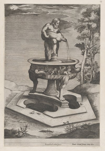 Lustro rzymskiej świetności: fontanna i basen, 1581., 1581. autorstwa Pieter Perret
