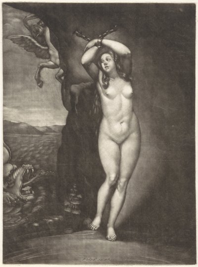 Andromeda przykuta do skały autorstwa Pieter Schenk (I)