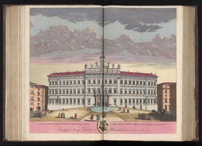 Palazzo di Montecitorio w Rzymie Widok Pałacu Wielkiego Dworu na Monte Citorio Rzym (...) (tytuł na obiekcie) autorstwa Pieter Schenk (I)