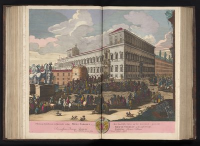 Piazza del Quirinale w Rzymie Pałac Papieski na Kwirynale, potocznie zwany Mount Caball (...) (tytuł na obiekcie) autorstwa Pieter Schenk (I)