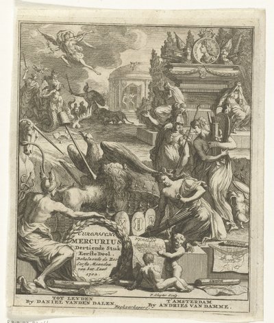 Strona tytułowa dla europejskiego Merkurego z 1702 r European Mercury, trzynasty kawałek, część pierwsza. Zawiera sześć pierwszych miesięcy roku 1702 (tytuł na obiekcie) autorstwa Pieter Sluyter