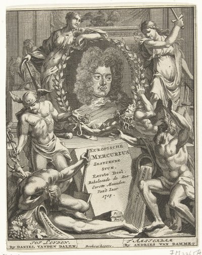 Strona tytułowa europejskiego Merkurego, 1705 autorstwa Pieter Sluyter