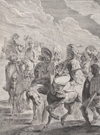 Turecki książę na koniu, ca. 1620-25. autorstwa Pieter Soutman