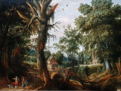Zalesiony krajobraz z postaciami autorstwa Pieter Stalpaert