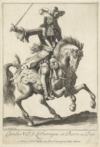 Portret konny Karola V Leopolda, księcia Lotaryngii autorstwa Pieter Stevens (vermeld in 1689)