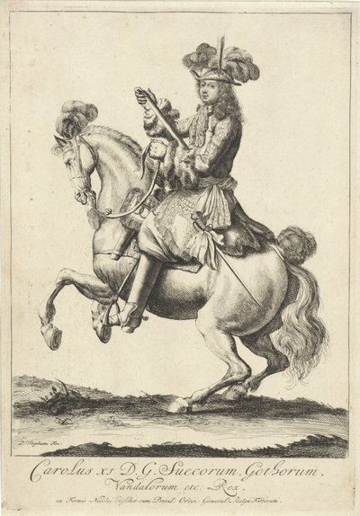 Portret jeździecki króla Szwecji Karola XI autorstwa Pieter Stevens (vermeld in 1689)