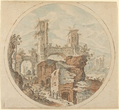 Podróżnicy wśród rzymskich ruin autorstwa Pieter Stevens