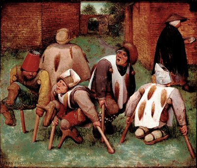 The estropies Grupa niepełnosprawnych postaci, butts-de-jatte (tyłki). Obraz Pietera Bruegla (lub Breugel lub Brueghel lub Breughel) dit l