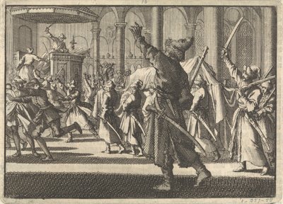 Polacy w kościele Riddarholm w Sztokholmie, 1698 autorstwa Pieter Van der Aa
