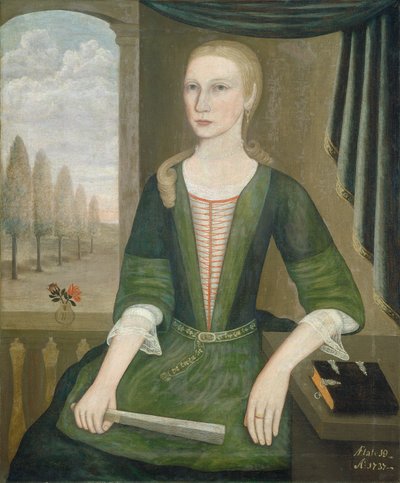 Młoda Dama z Wachlarzem, 1737. autorstwa Pieter Vanderlyn