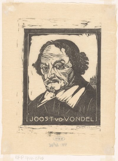 Portret Joosta van den Vondel (tytuł na obiekcie) autorstwa Pieter Willem van Baarsel (signed by artist)