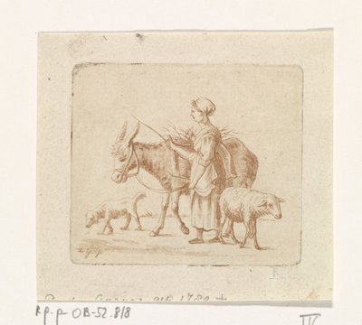 Pasterka z mułem, owcą i psem autorstwa Pieter de Goeje
