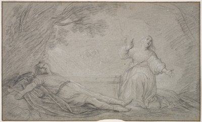Scena mitologiczna kobiety opłakującej śmierć młodego mężczyzny autorstwa Pieter de Grebber