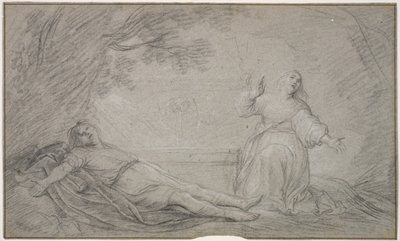 duński: mitologiczna scena przedstawiająca kobietę opłakującą śmierć młodego mężczyzny autorstwa Pieter de Grebber