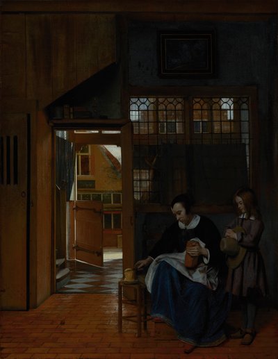 Kobieta przygotowująca chleb i masło dla chłopca, ok. 1660-3 autorstwa Pieter de Hooch
