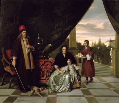 Portret rodzinny na tarasie, 1667 autorstwa Pieter de Hooch