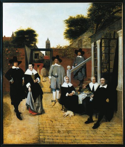 Portret zbiorowy mieszczańskiej rodziny z Delft (olej na płótnie, ok.1662) autorstwa Pieter de Hooch