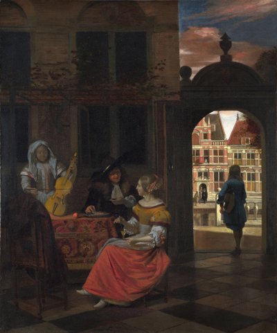 Hooch, Pieter, de (1629-1684) Impreza muzyczna na dziedzińcu Olej na płótnie 1677 National Gallery, Londyn 83,5x68,5 autorstwa Pieter de Hooch