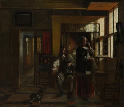 Wnętrze z Parą Młodą, prawdopodobnie ok. godz. 1662-65. autorstwa Pieter de Hooch