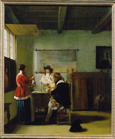 Wizyta (olej na drewnie) autorstwa Pieter de Hooch