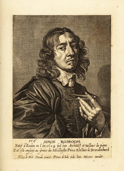 Portret Simona Bosbooma, holenderskiego architekta i pisarza Złotego Wieku autorstwa Pieter de II Jode