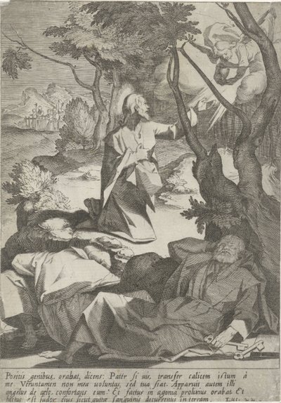 Chrystus w hof van Getsemani Passie van Christus (tytuł serii) Pasja i Zmartwychwstanie (tytuł serii) autorstwa Pieter de Jode (I)