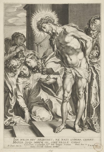 Chrystus w koronie cierniowej i płacząca Maryja autorstwa Pieter de Jode (I)
