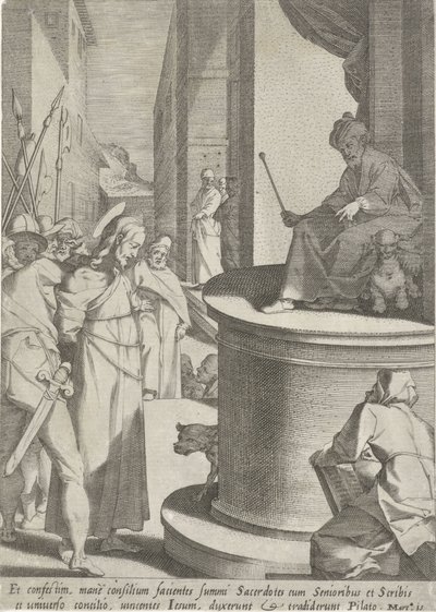 Chrystus dla Piłata Passie van Christus (tytuł serii) Pasja i Zmartwychwstanie (tytuł serii) autorstwa Pieter de Jode (I)