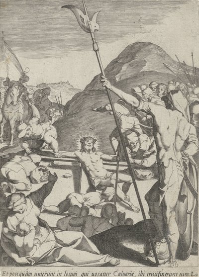 Chrystus przybity do krzyża Męka Chrystusa (tytuł serii) Passionis et resurrectionis (tytuł serii) autorstwa Pieter de Jode (I)