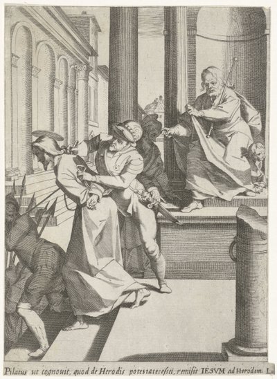 Chrystus wysłany przez Piłata do Heroda Męka Chrystusa (tytuł serii) Passionis et resurrectionis (tytuł serii) autorstwa Pieter de Jode (I)