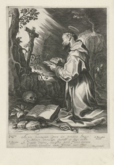 Św. Franciszek klęczący przed krucyfiksem autorstwa Pieter de Jode (I)