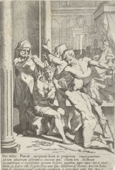 Doornenkroning van Christus Passie van Christus (tytuł serii) Pasja i Zmartwychwstanie (tytuł serii) autorstwa Pieter de Jode (I)