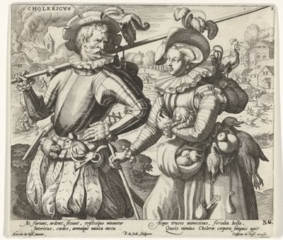 Temperament choleryka Cholericvs (tytuł na obiekcie) Cztery temperamenty (tytuł serii) autorstwa Pieter de Jode (I)