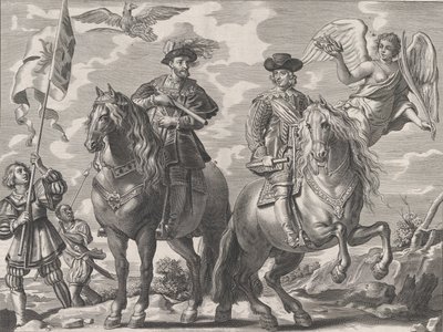 Ilustracja 20: Karol V i Ferdynand na koniu, z „Serenissimi Pr...” Williama Becanusa, 1636. autorstwa Pieter de Jode II