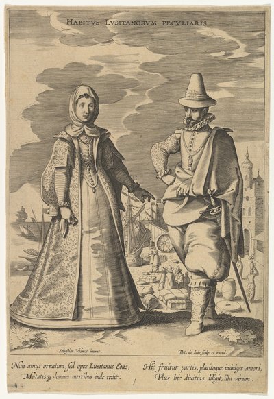 Specjalna postawa Portugalczyków z Fashions of Different Nations.n.d. autorstwa Pieter de Jode I