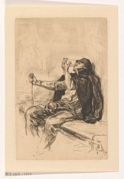 Pijący mężczyzna z laską autorstwa Pieter de Josselin