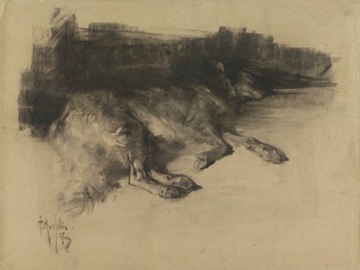 Leżący, śpiący pies autorstwa Pieter de Josselin