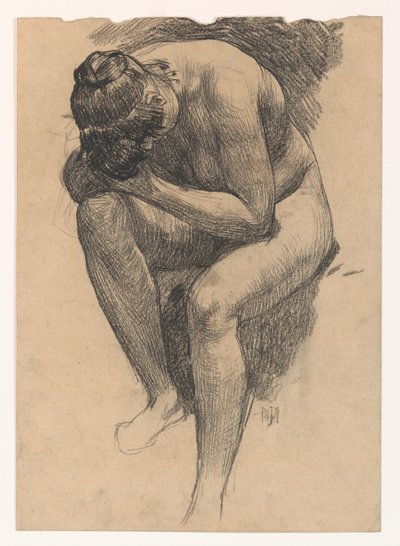 Nagie studium pochylonej kobiety autorstwa Pieter de Josselin