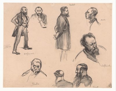 Portrety posłów J.H.L. Haffmans, B.H. Heldt, R.P. Mees, generał A.E. Reuter, kapitan H. Seret i F. Lieftinck autorstwa Pieter de Josselin