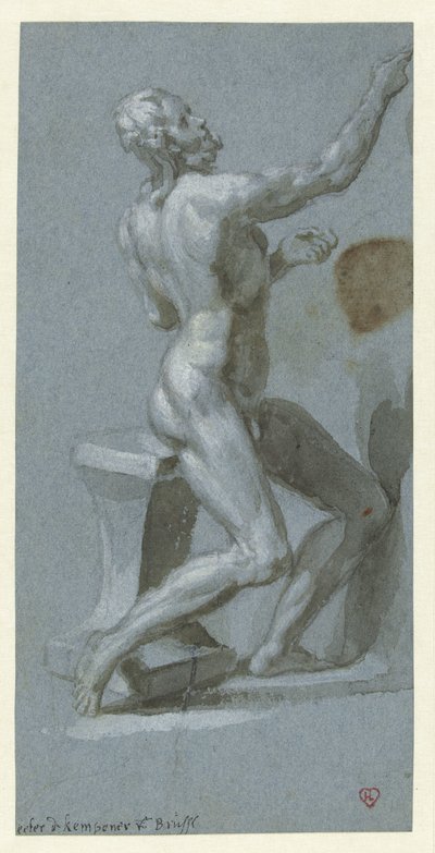 Siedzący nagi mężczyzna, twarzą w prawo autorstwa Pieter de Kempener