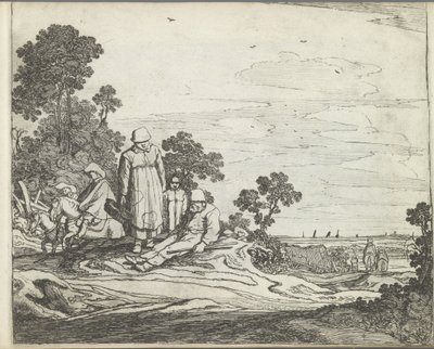 Krajobraz z jeźdźcami Krajobrazy z postaciami (tytuł serii) Lustro Natury i Szkoła Rysunku (...) (tytuł serii) autorstwa Pieter de Molijn