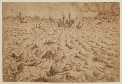 Burza na rzece Skalda z widokiem na Antwerpię, 1562 - 1563 autorstwa Pieter Bruegel the Elder