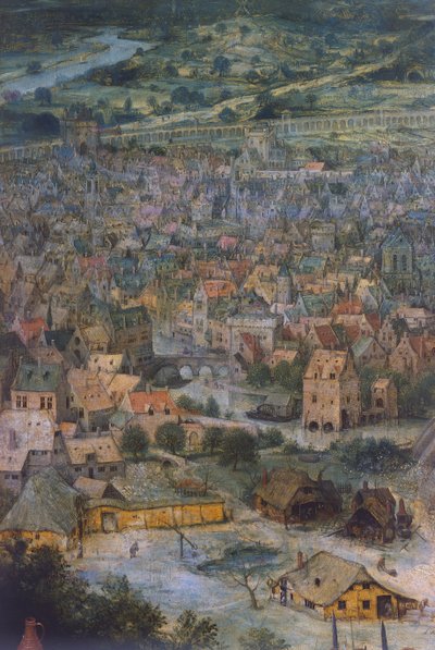 Miasto, fragment Wieży Babel autorstwa Pieter Bruegel the Elder